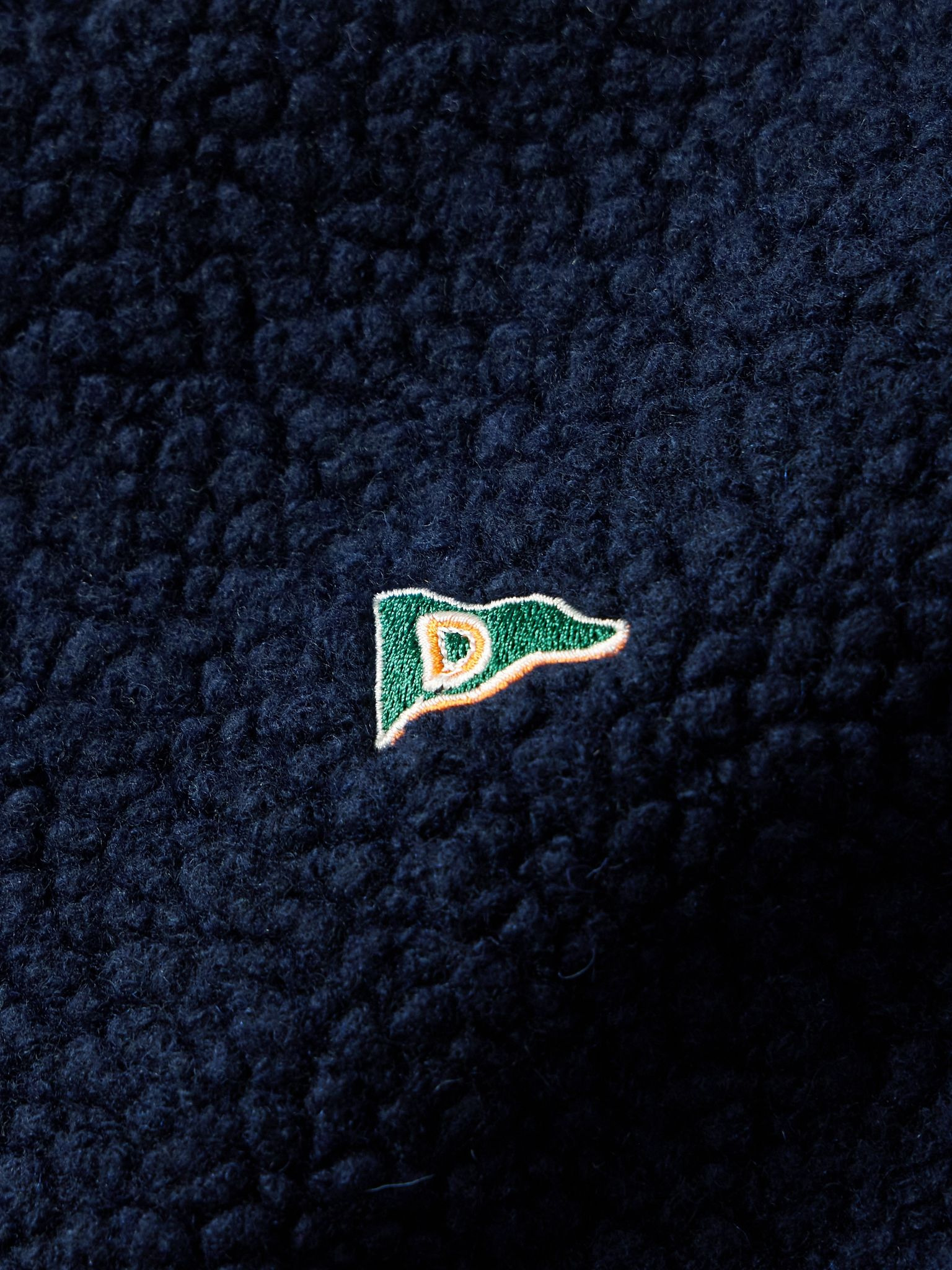 Logo-Embroidered Wool-Blend Fleece Jacket Navy - 5