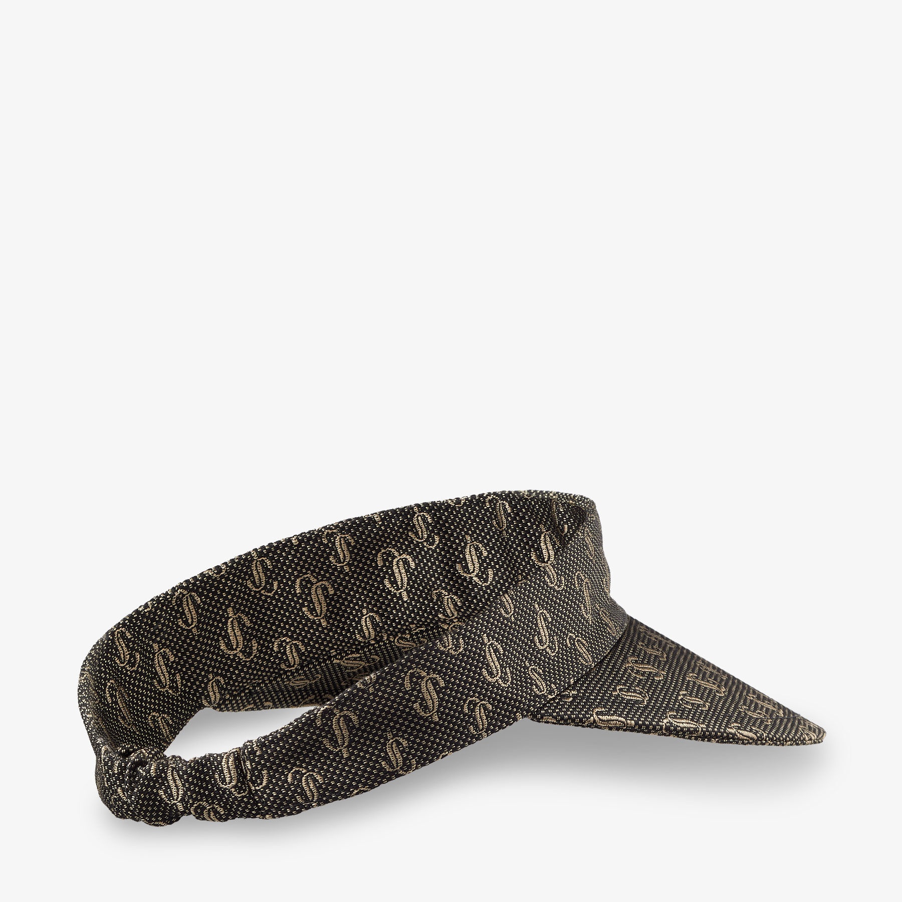 Tesni
Raffia Visor with Embroidered Black JC Monogram and Black Nappa Leather Trim - 3