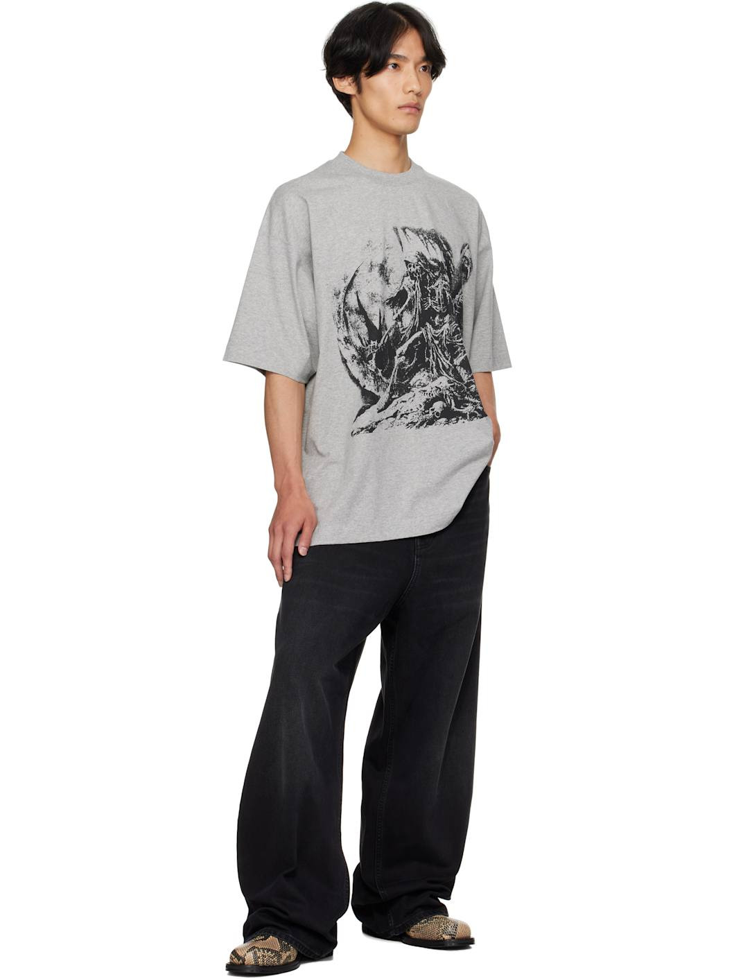 Gray Goth Oversized T-shirt - 4