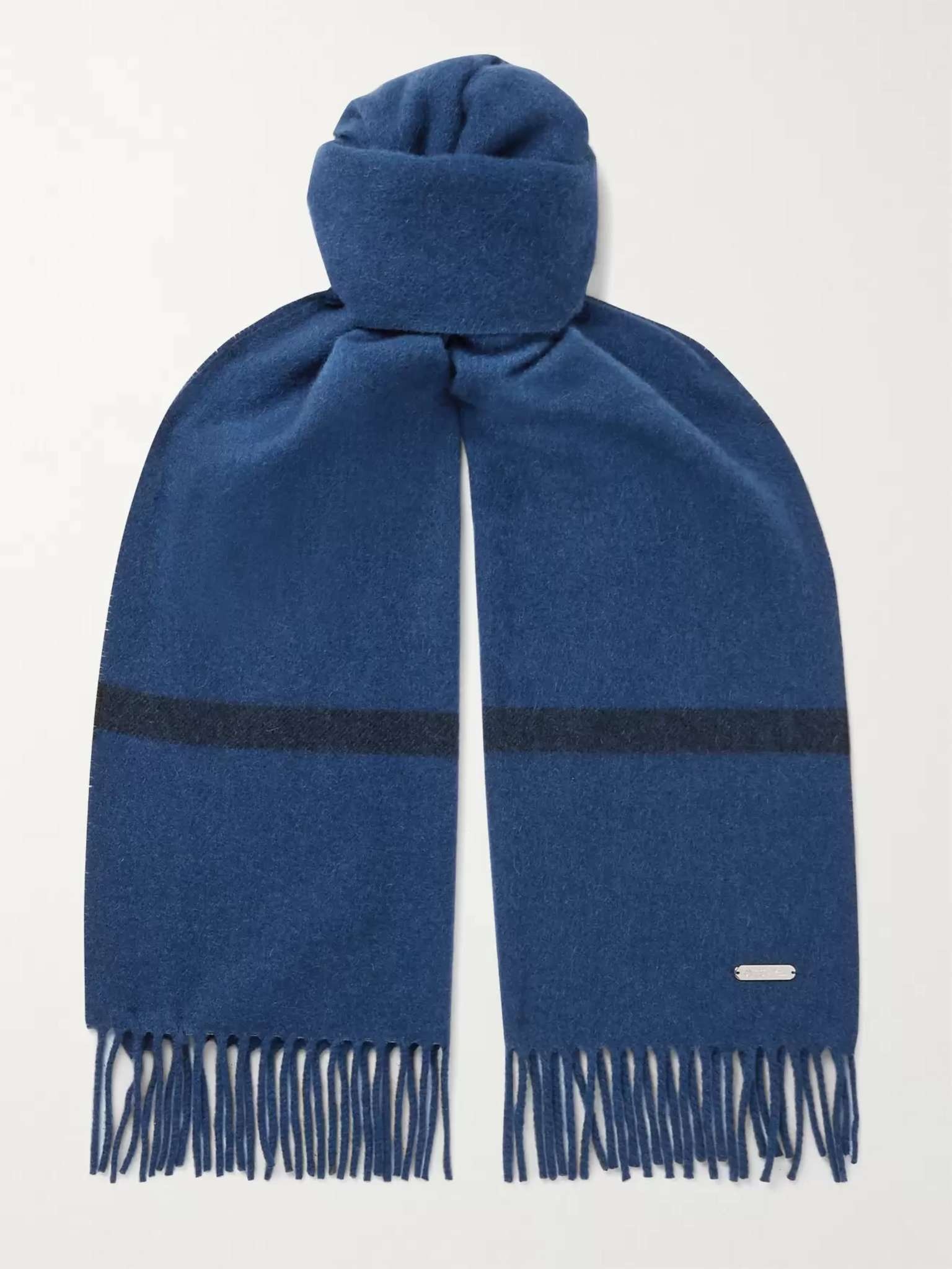 Fringed Striped Baby Cashmere Scarf - 1