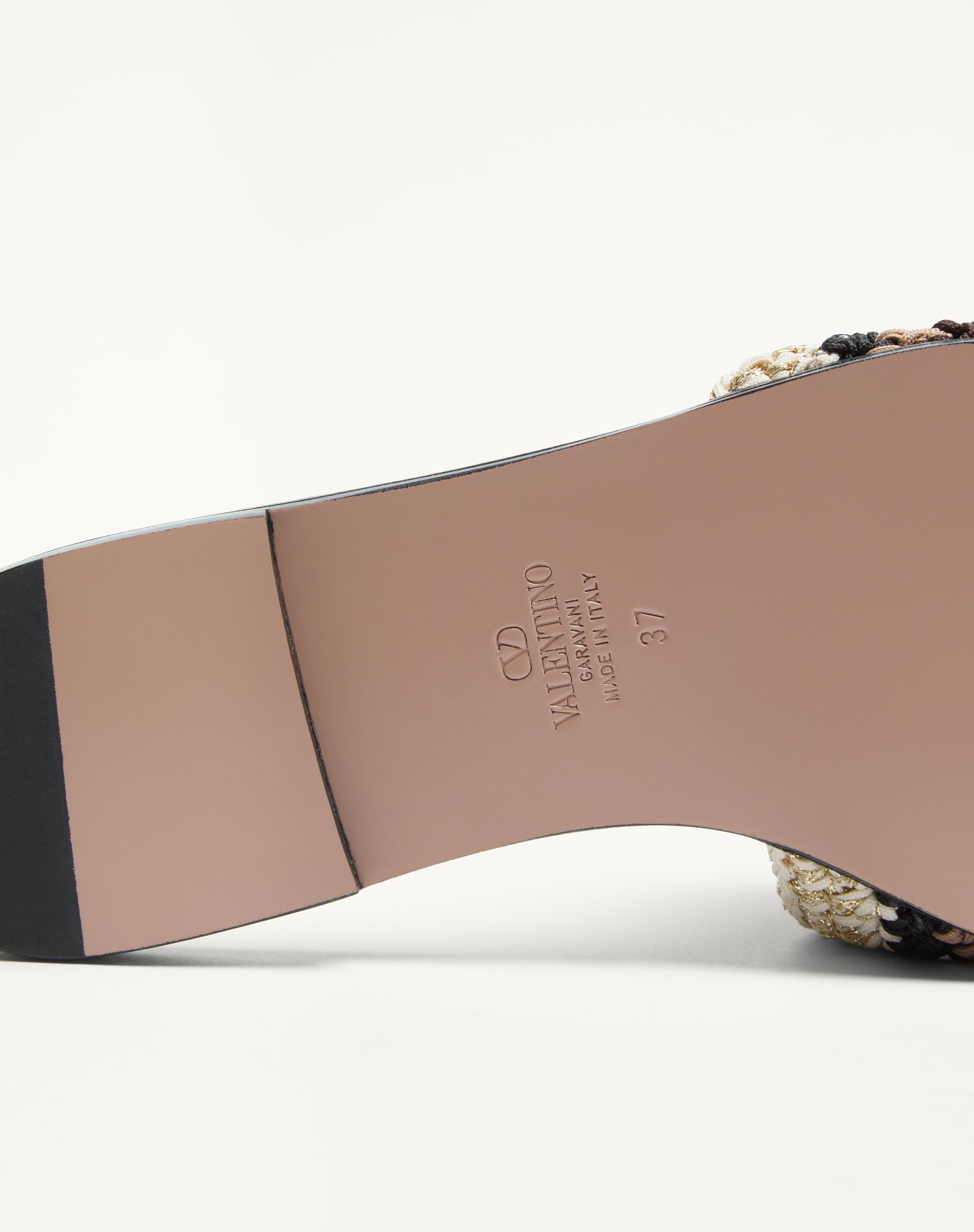 VLOGO SIGNATURE SLIDE SANDAL WITH CROCHET EMBROIDERY - 4