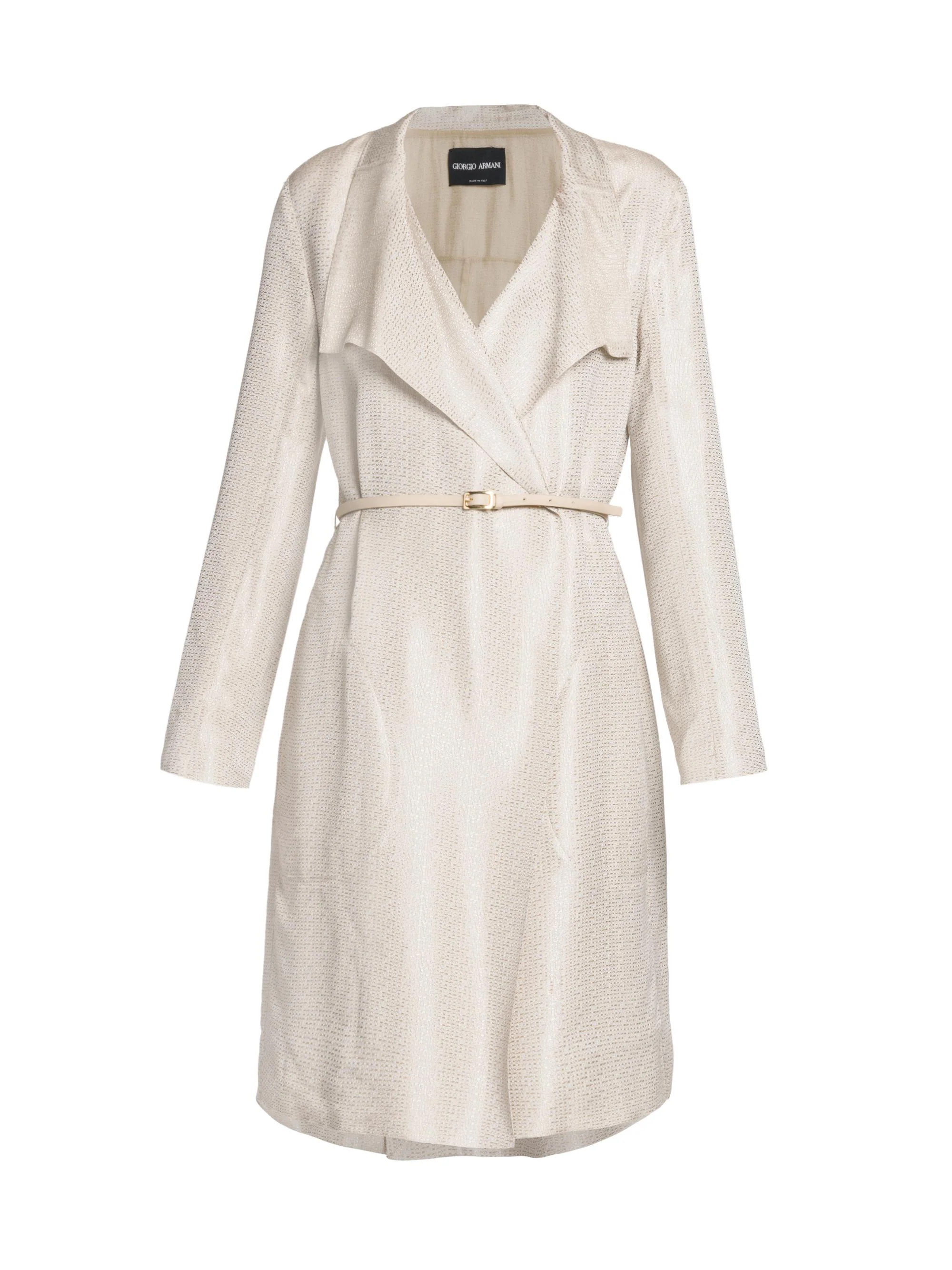 Women's Belted Metallic Jacquard Jacket - Gold - 1