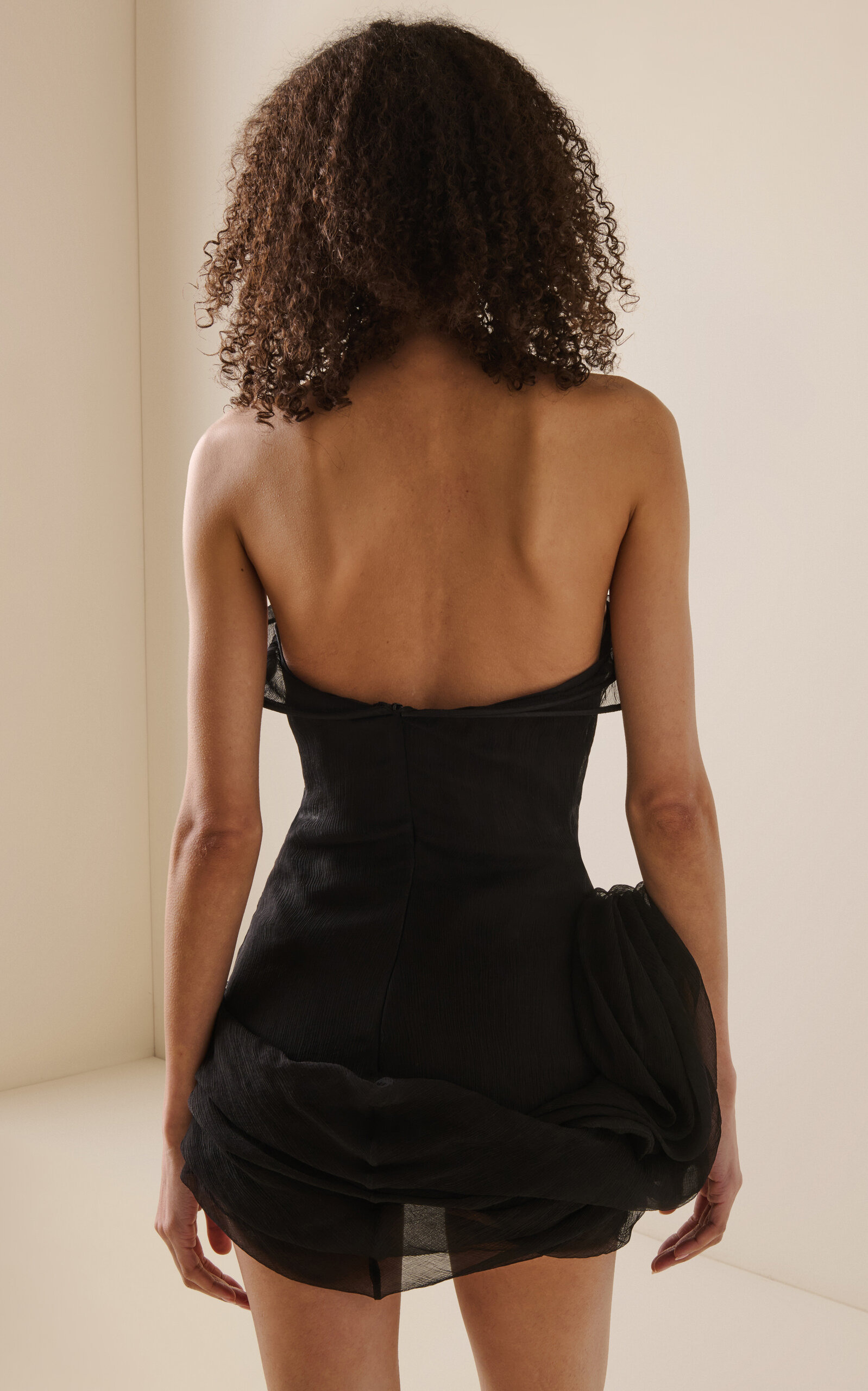 Ruffled Silk-Wool Mini Dress black - 4