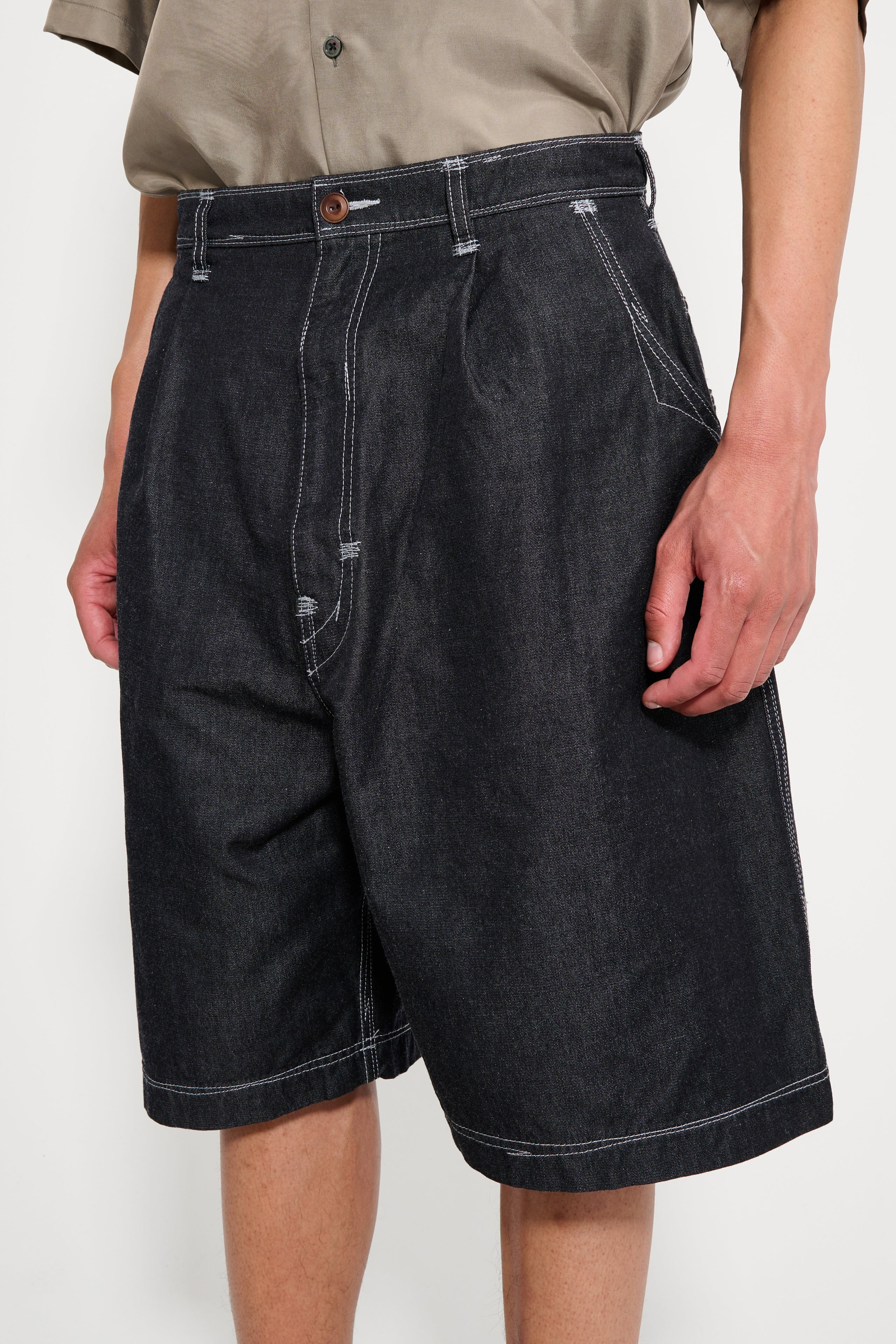 JUNYA WATANABE MAN WIDE LEG PLEATED SHORTS BLACK - 4