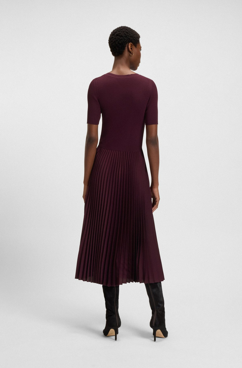 MIXED-MATERIAL DRESS WITH PLISSÉ SKIRT 5