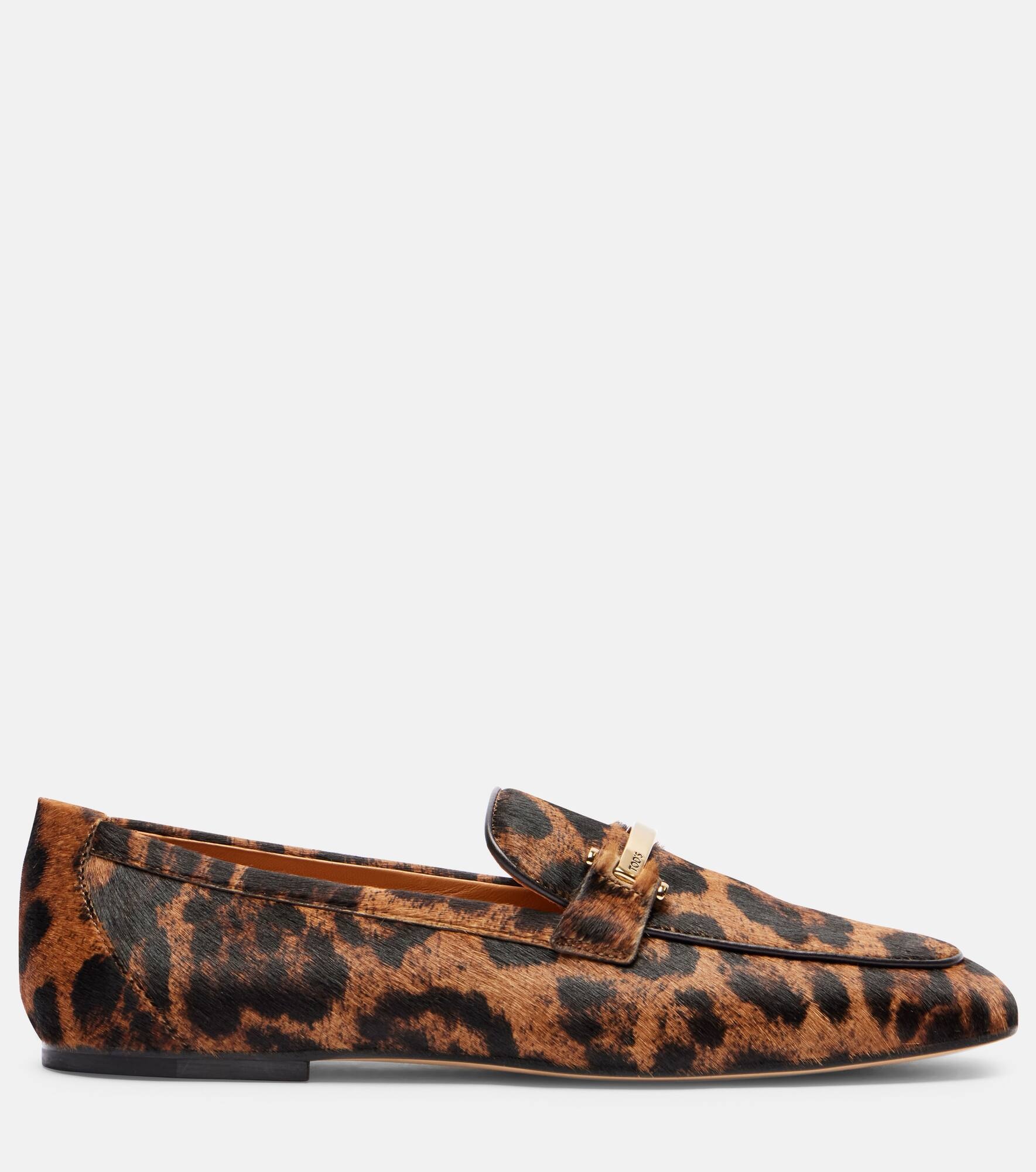 Leopard-print calf hair loafers - 4