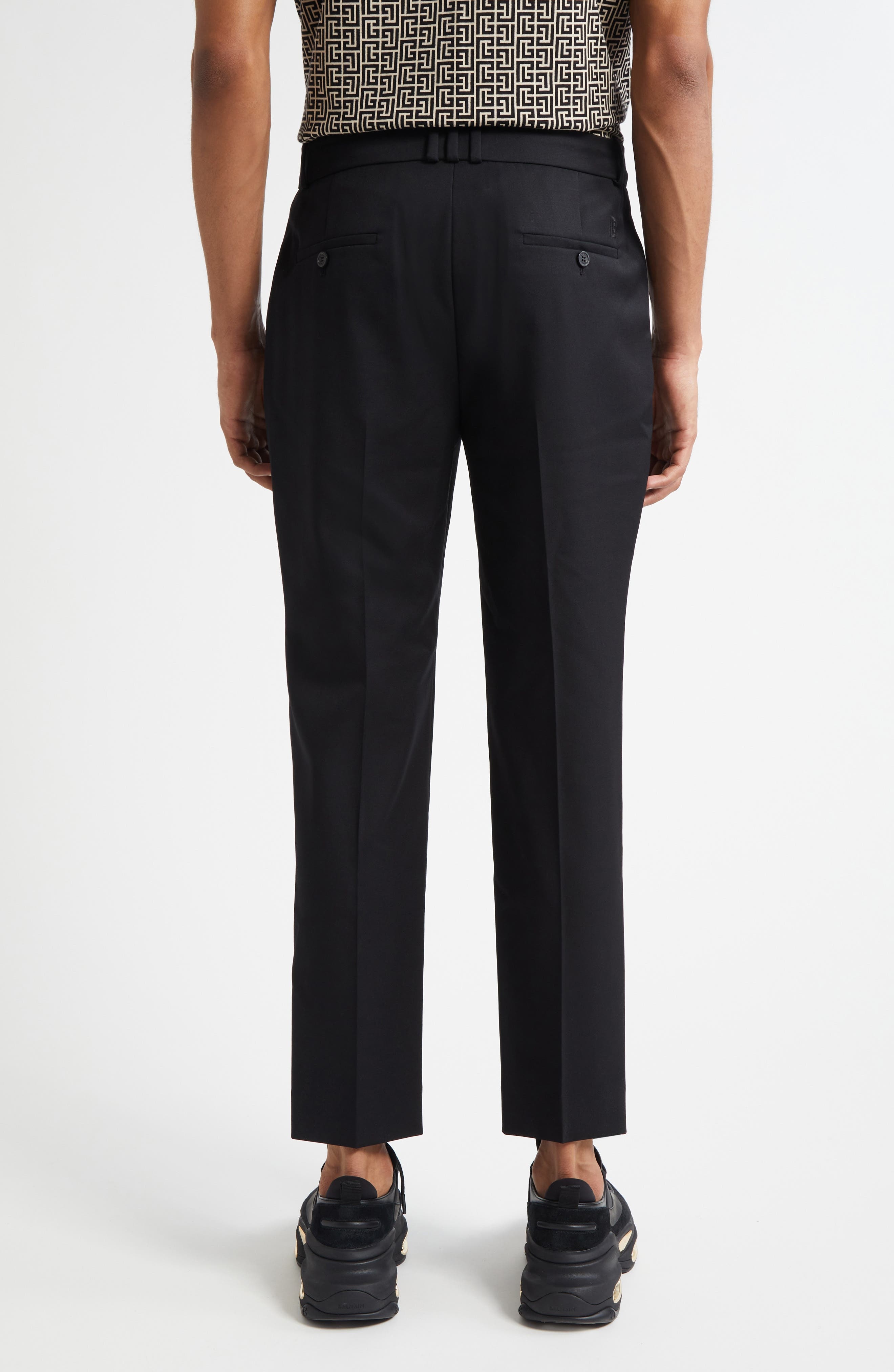 Balmain Tailored Straight Leg Wool Pants in Black at Nordstrom - 3