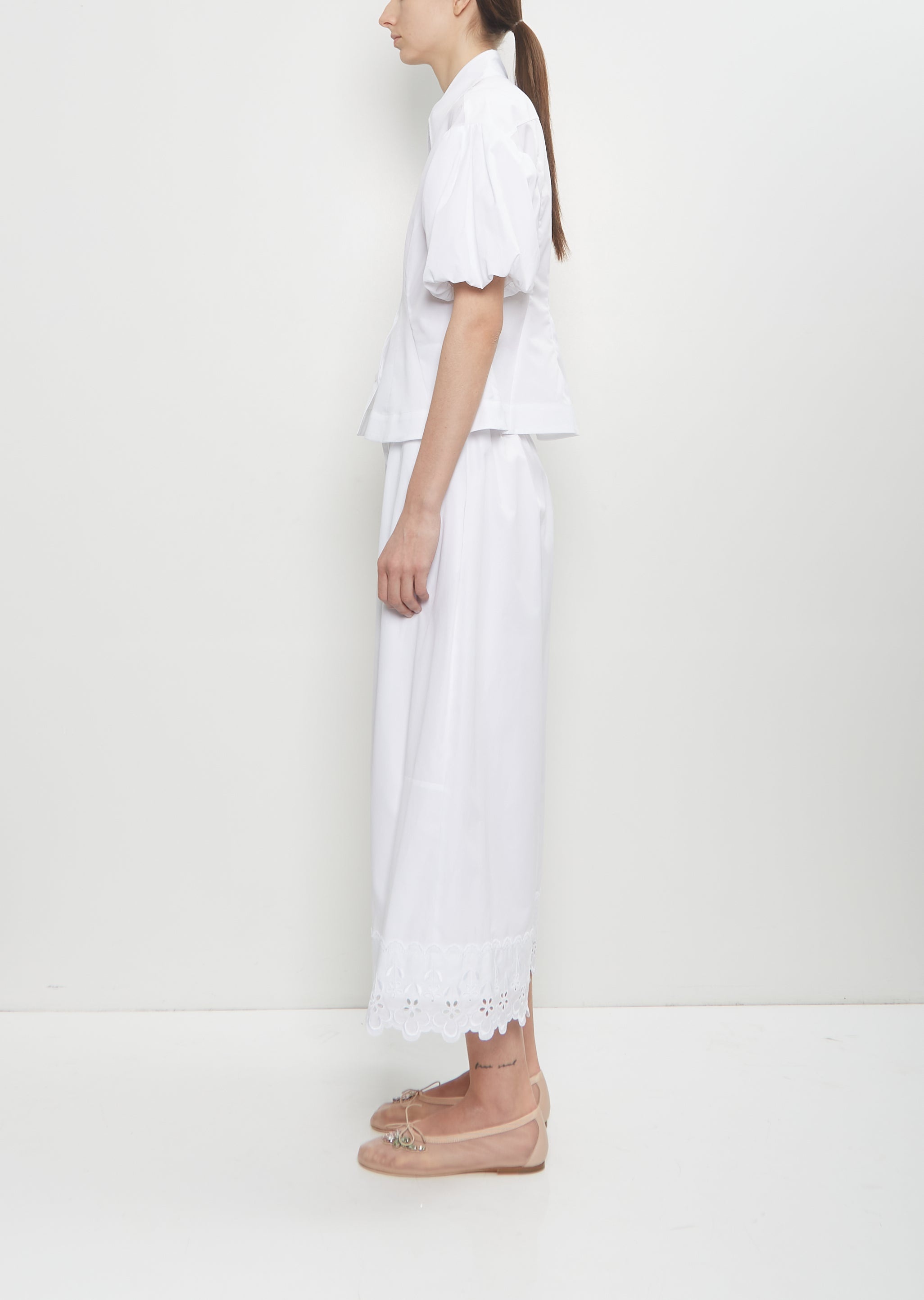 Cotton Puff Sleeve Shirt — White - 2