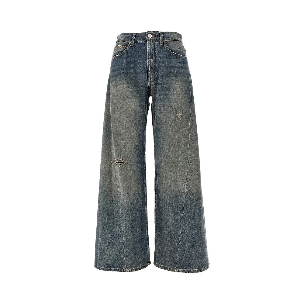 DISTRESSED DENIM WIDE LEG JEANS - 1