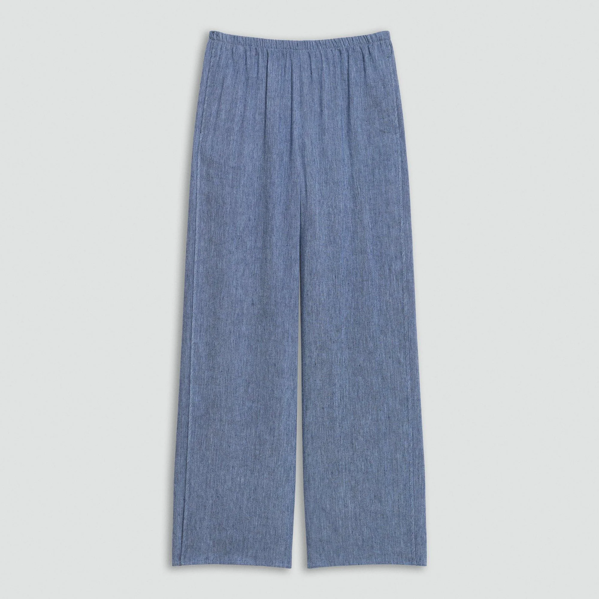 Vented Pull-On Pant in Fluid Linen - 1