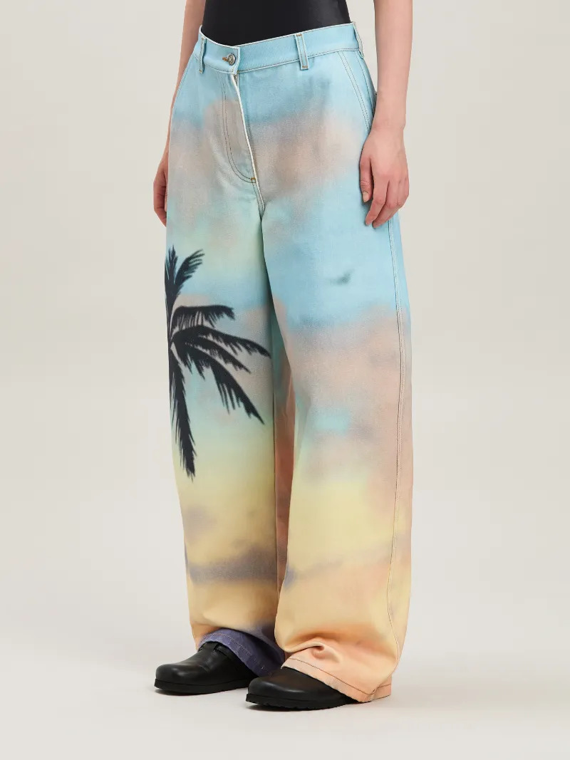 Sunrise Palm baggy denim pants - 4