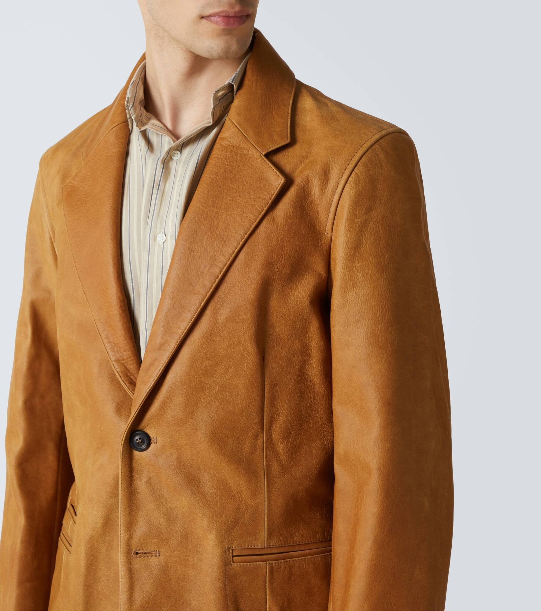 Opening leather blazer - 5