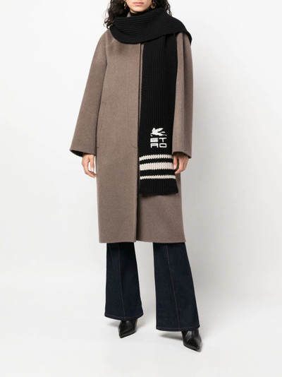 Etro logo-embroidered chunky-knit scarf outlook