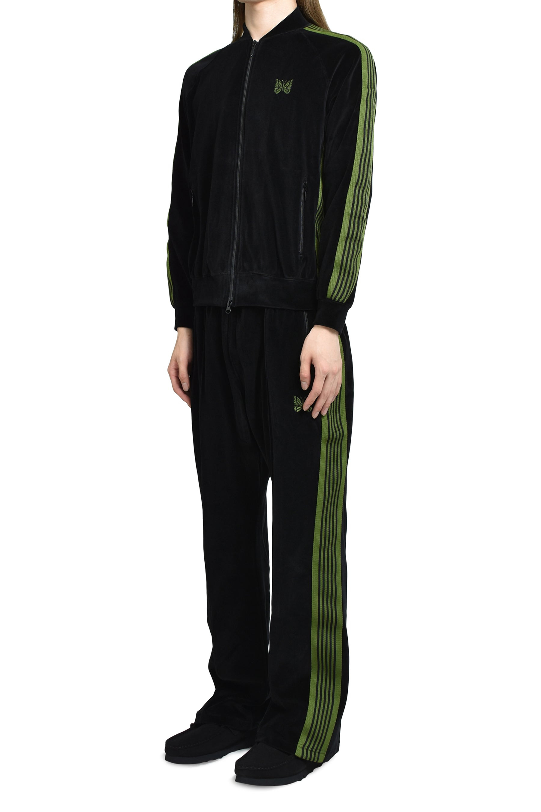 RIB COLLAR TRACK JACKET - C/PE VELOUR / BLK - 4