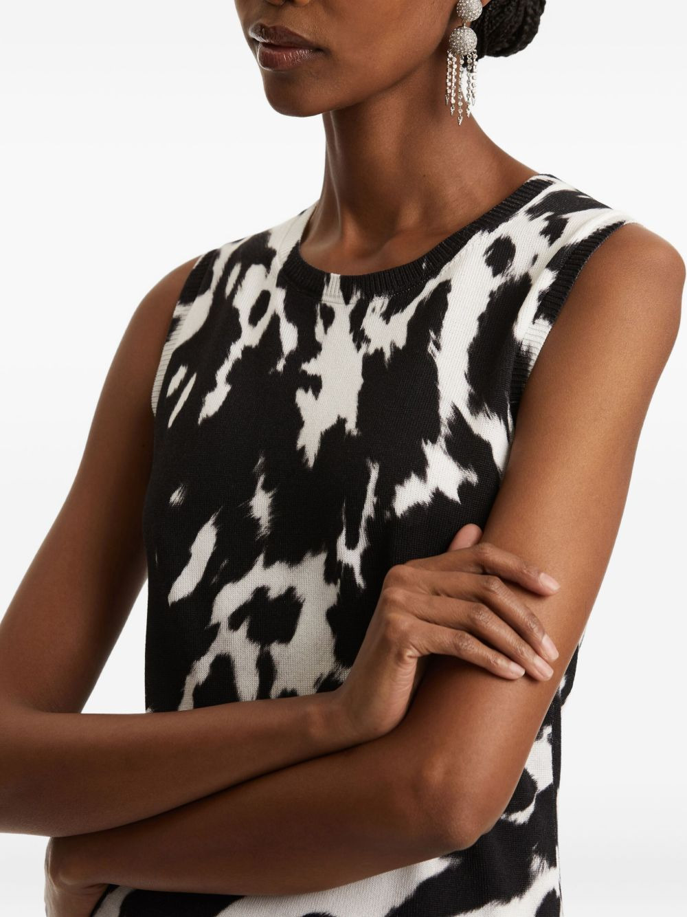 cowhide-print sleeveless knitted top - 5
