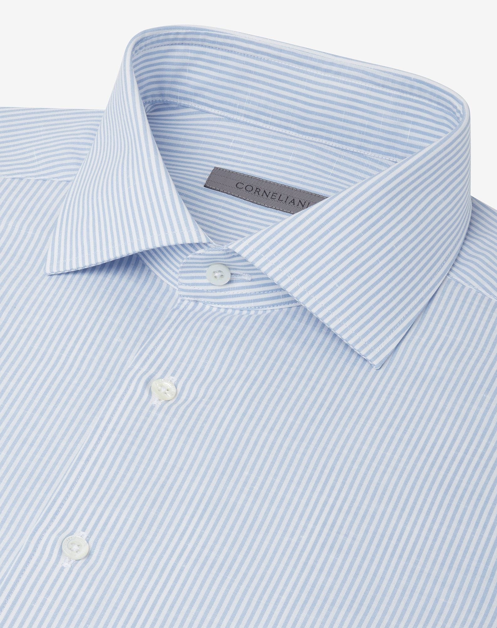White/light blue striped cotton and linen shirt - 4