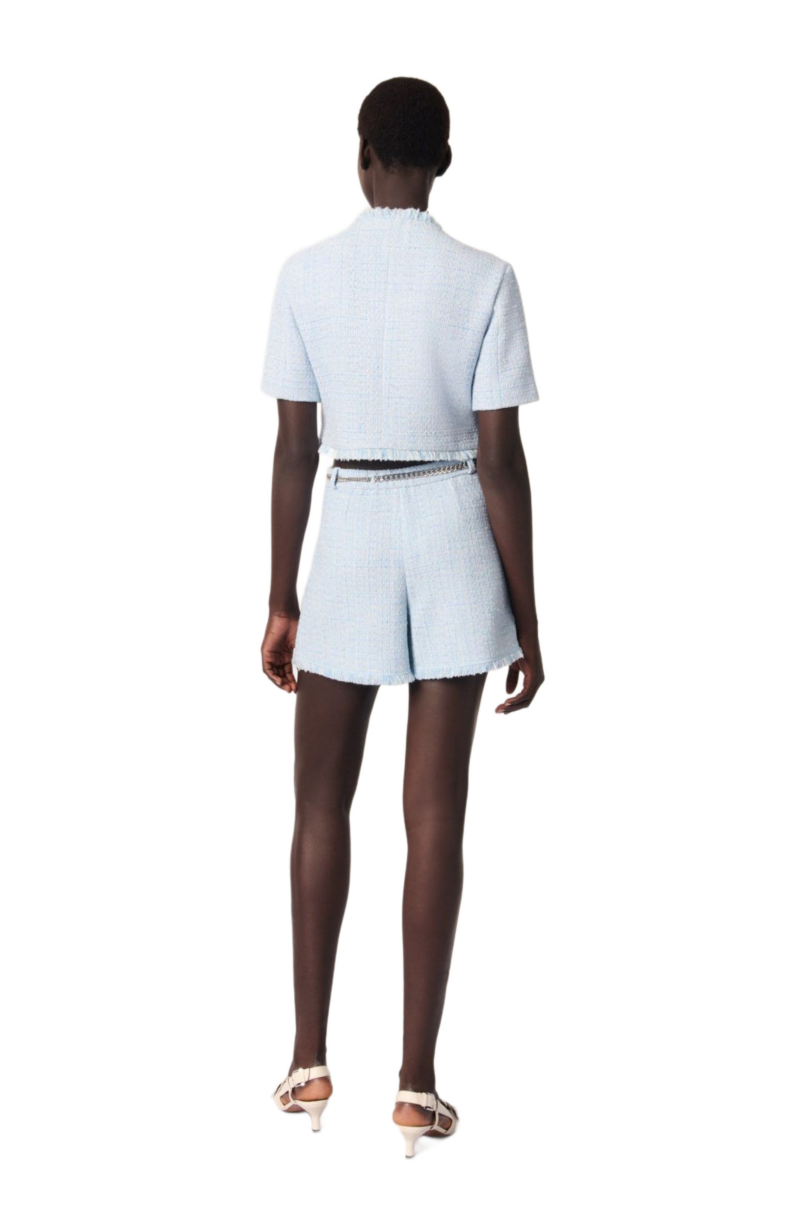 maje Tweed shorts with belt in Blue Sky at Nordstrom - 4