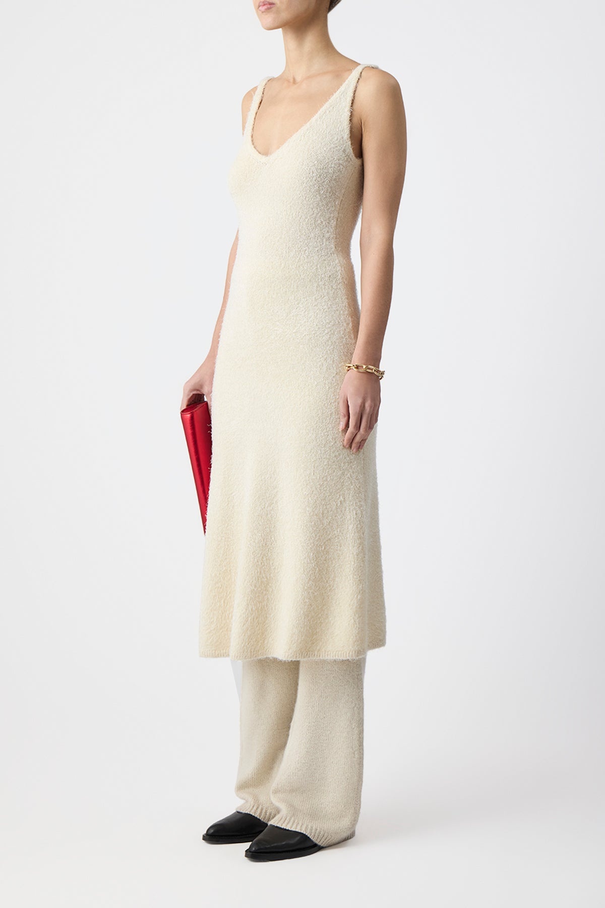 Downs Knit Dress in Ivory Silk Cashmere - 5