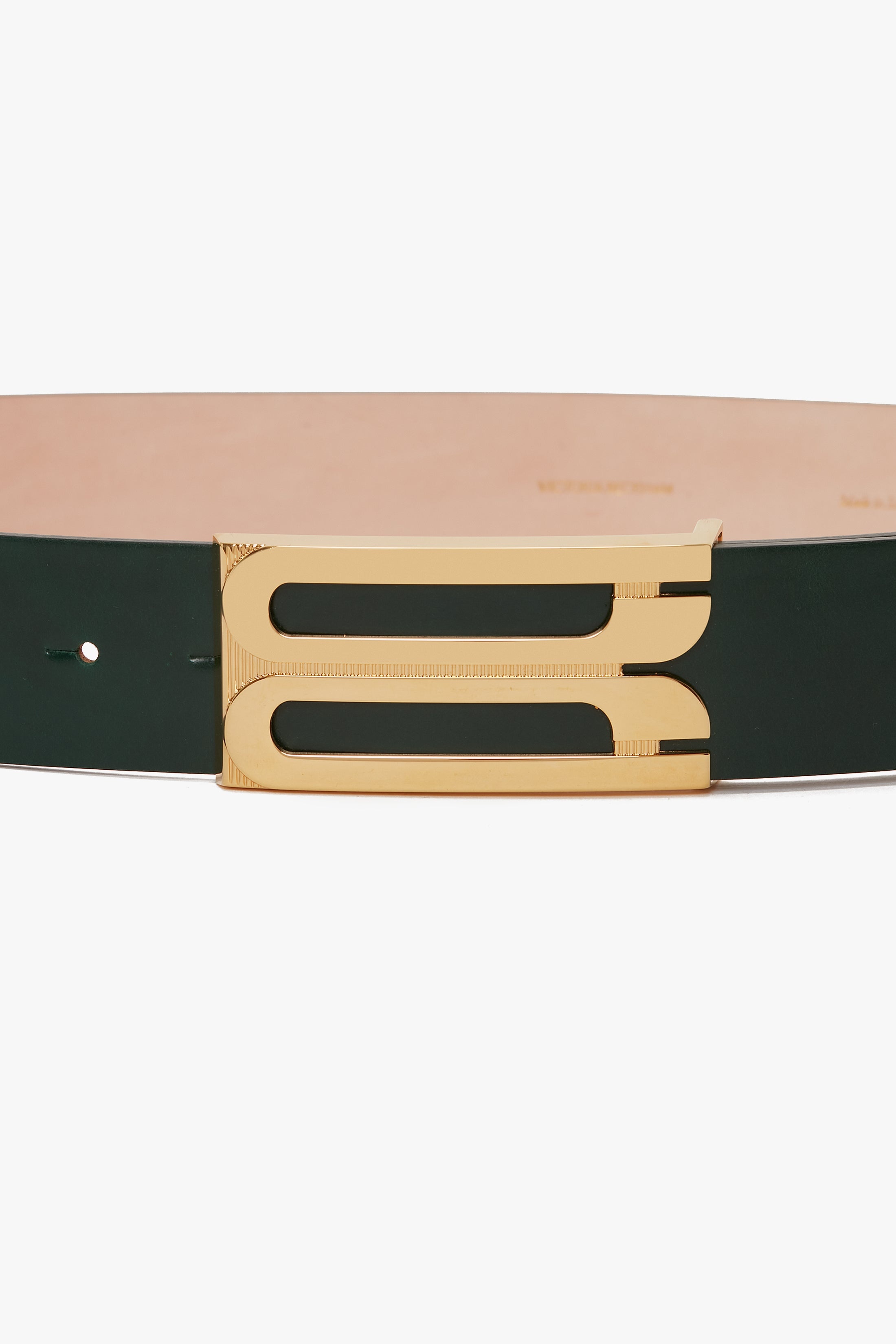 Jumbo Frame Belt In Dark Green Glossed Leather - 3