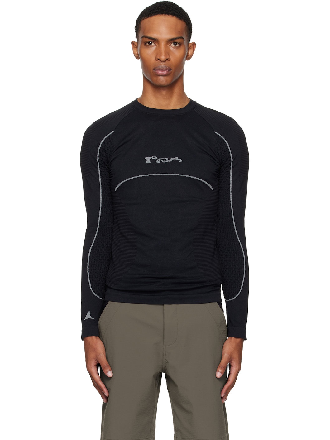 Black Seamless Long Sleeve T-shirt - 1