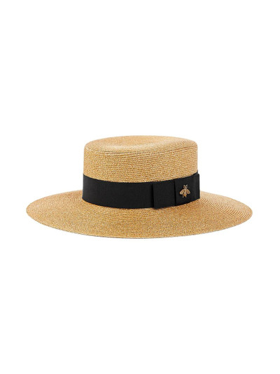 GUCCI bee-embellished boater hat outlook