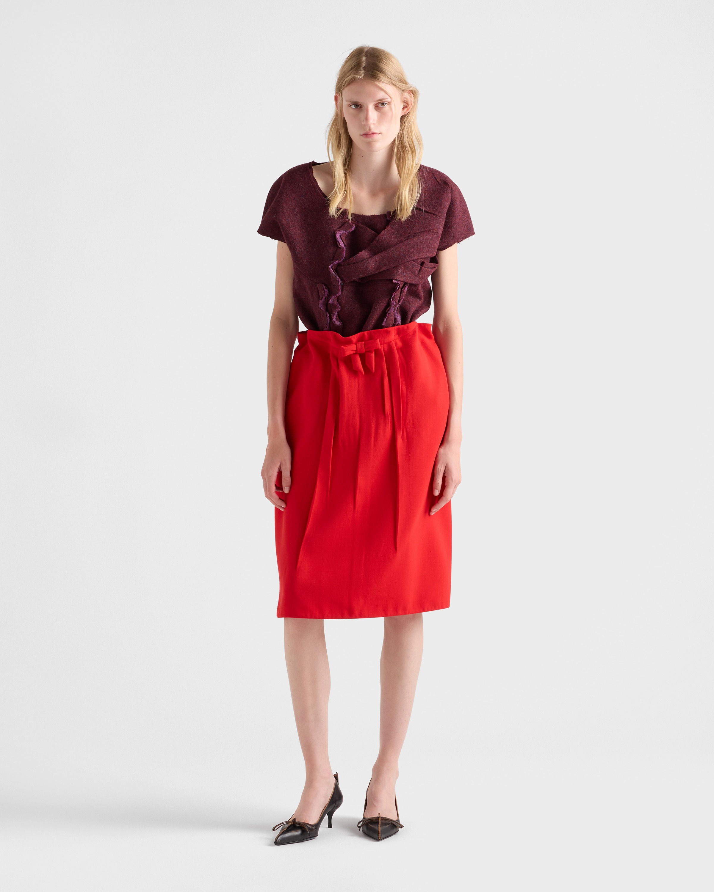 Melange natté midi skirt - 2