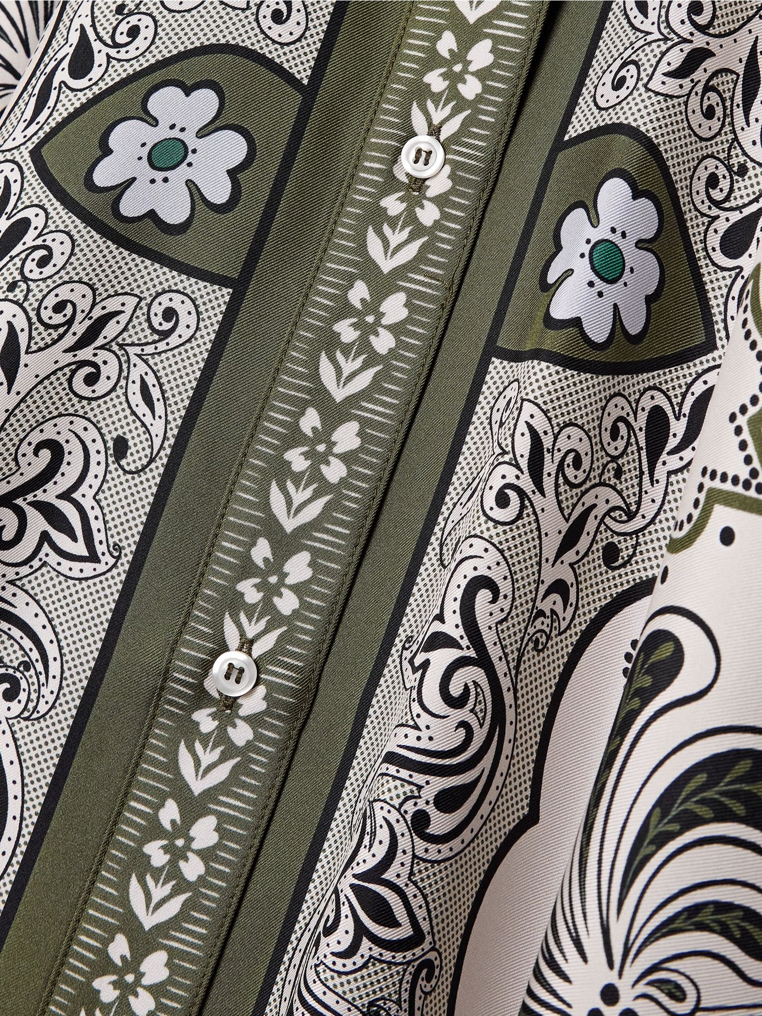 Foulard printed silk-twill shirt Green - 4
