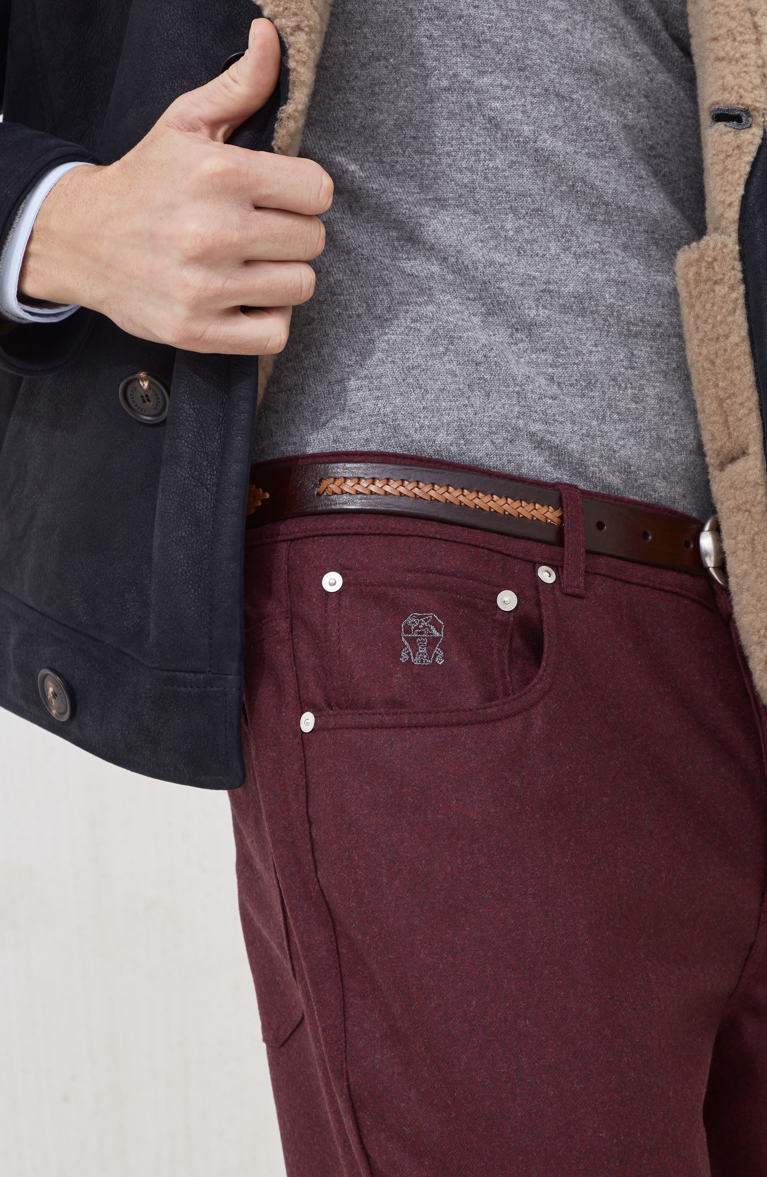 Brunello Cucinelli Flannel trousers in Bordeaux at Nordstrom - 4
