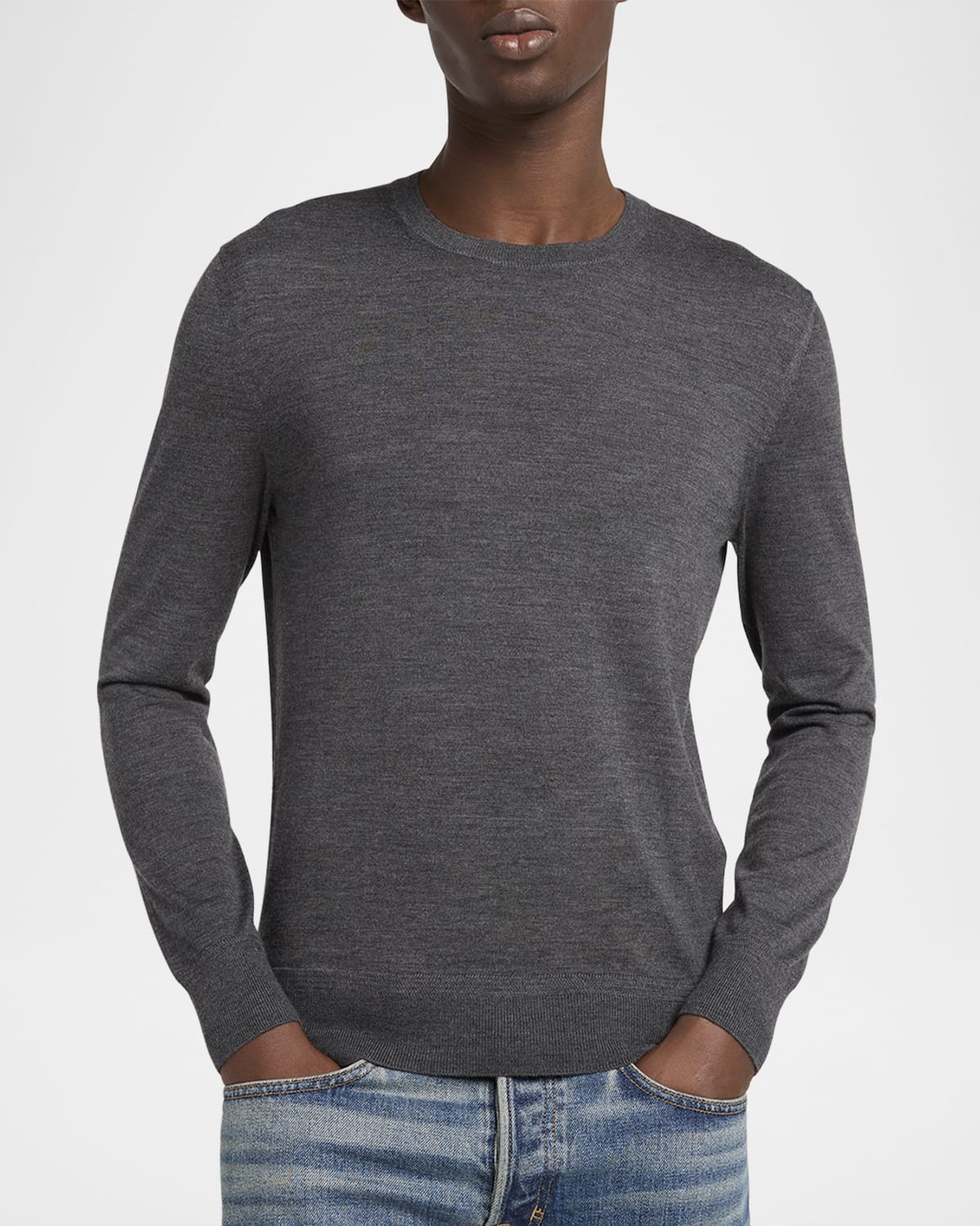 Men's Fine Gauge Wool Crewneck Sweater - 4