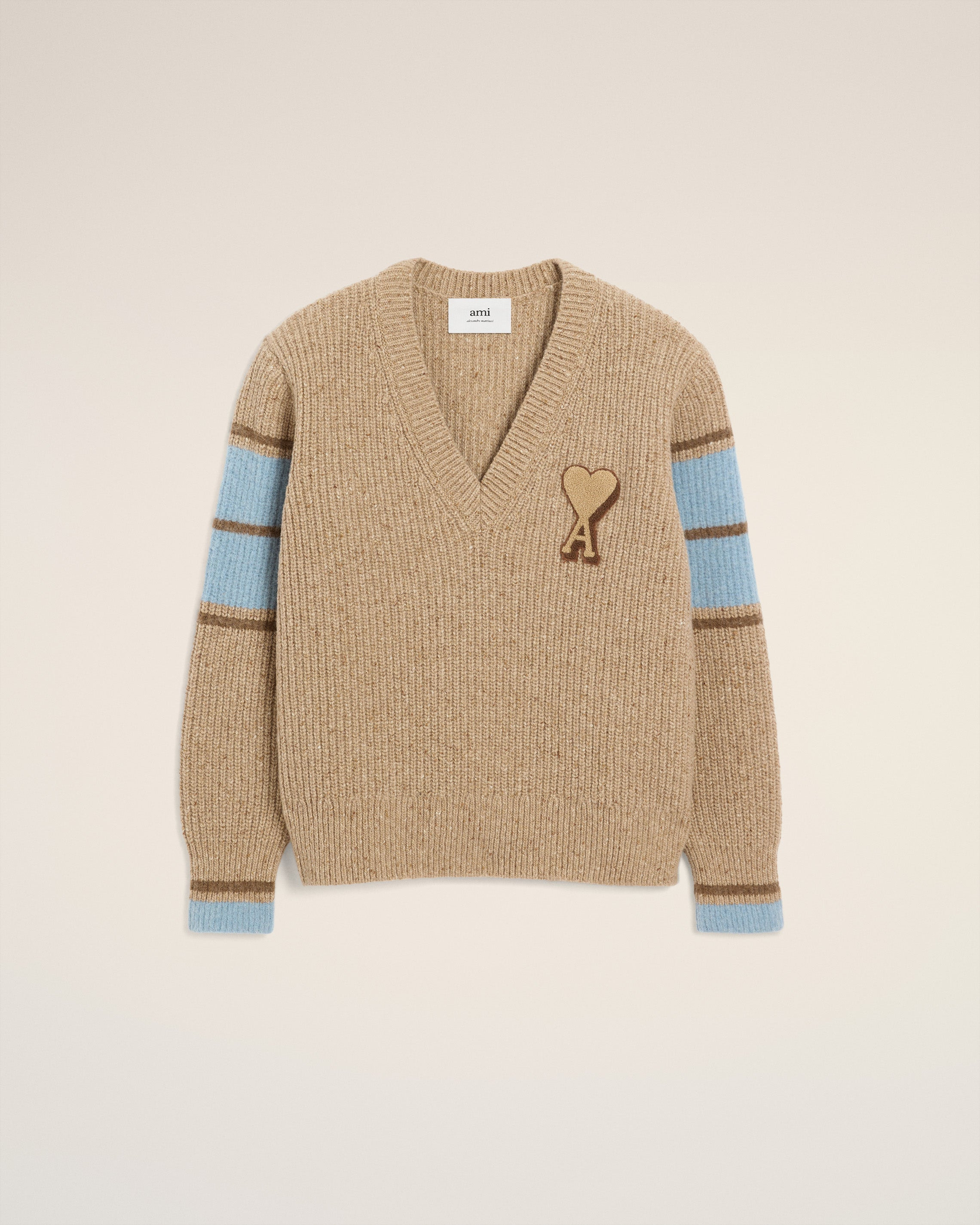 BROWN WOOL COLLEGE SWEATER - 1