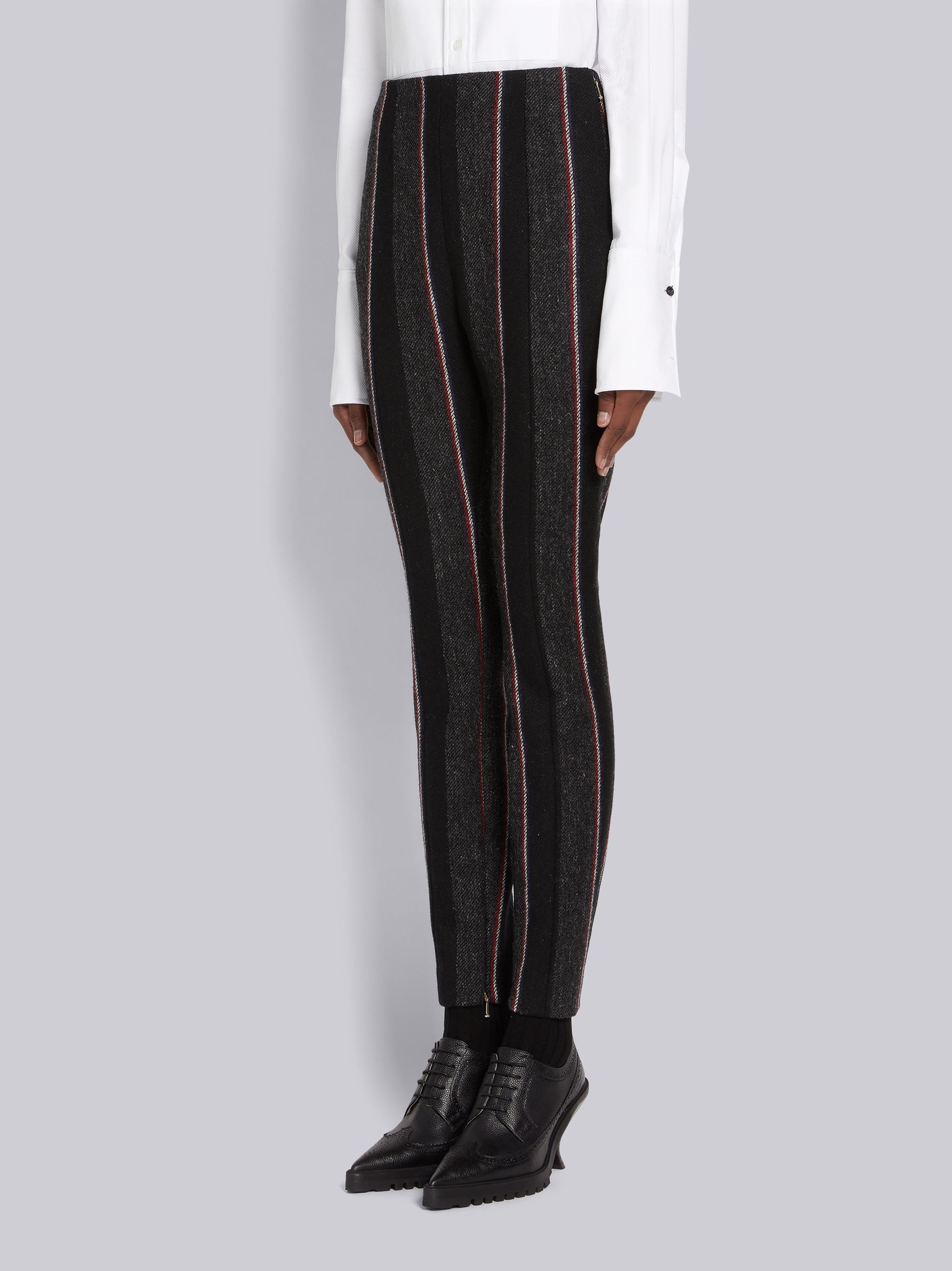 Black Stripe British Wool Woven Legging - 2