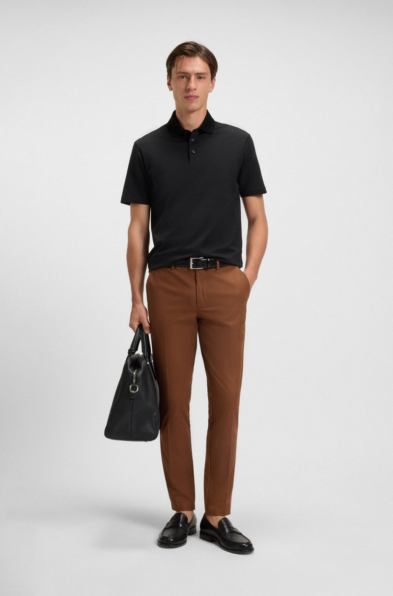 BOSS MERCERIZED-COTTON POLO SHIRT WITH GRID PATTERN outlook