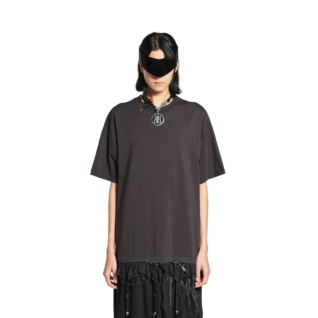 Women's Lingerie T-shirt Dress in Black - 5