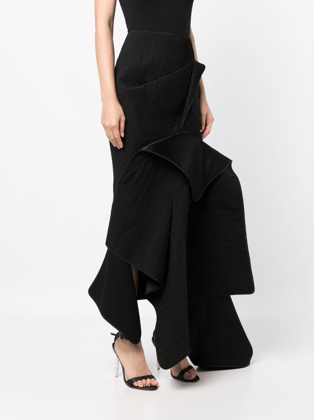 high waisted asymmetric midi skirt - 3