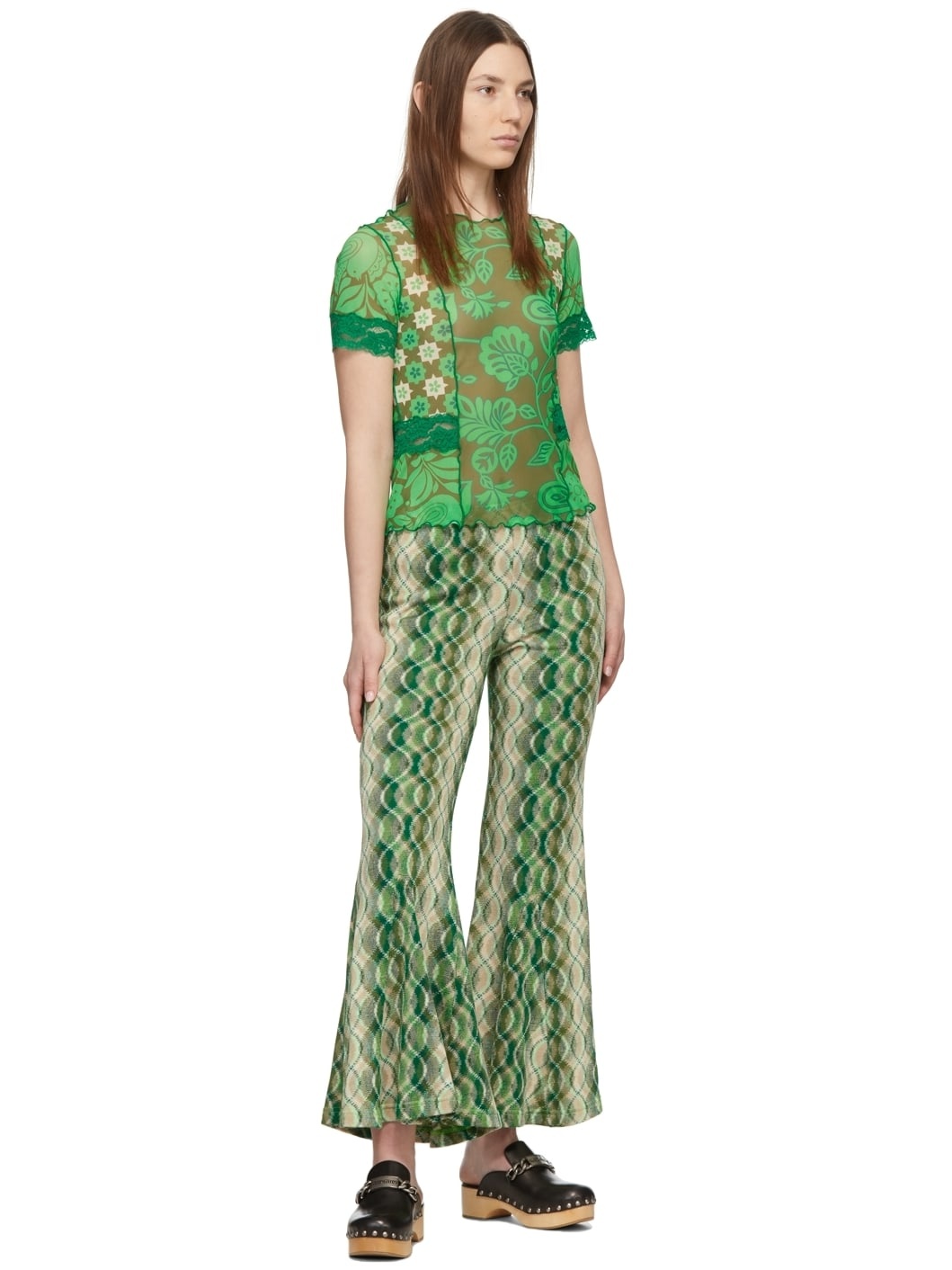 【関税込み】Anna Sui グリーン Wave Rider ラウンジパンツ ANNA SUI Green Wave Rider Lounge Pants | REVERSIBLE