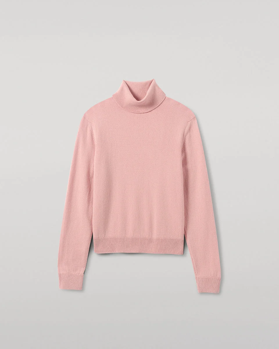 Classic Cashmere Pink Roll Neck Jumper - 1