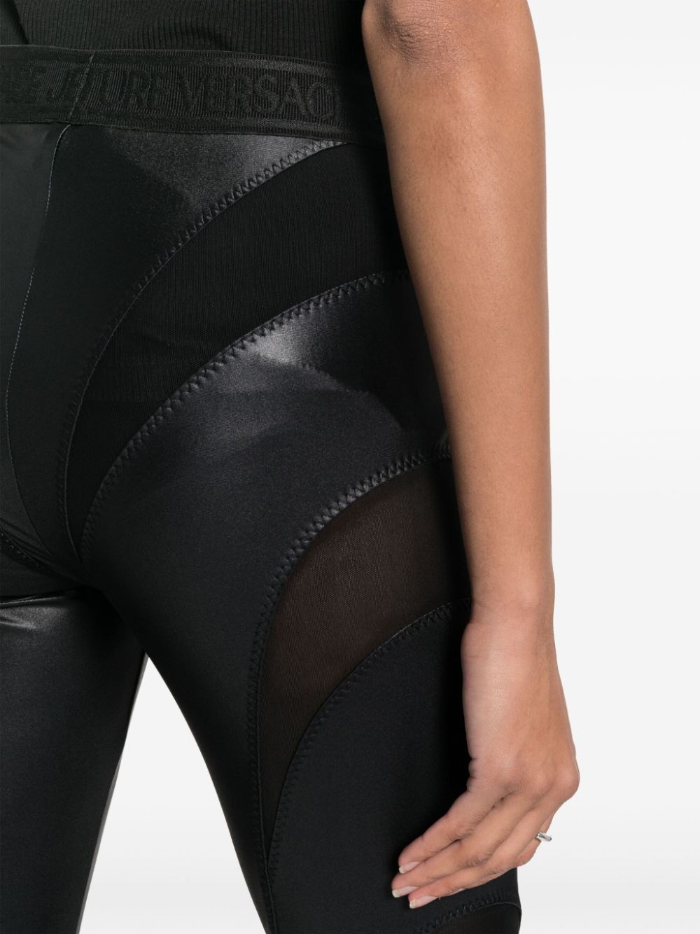 panelled faux-leather leggings - 5