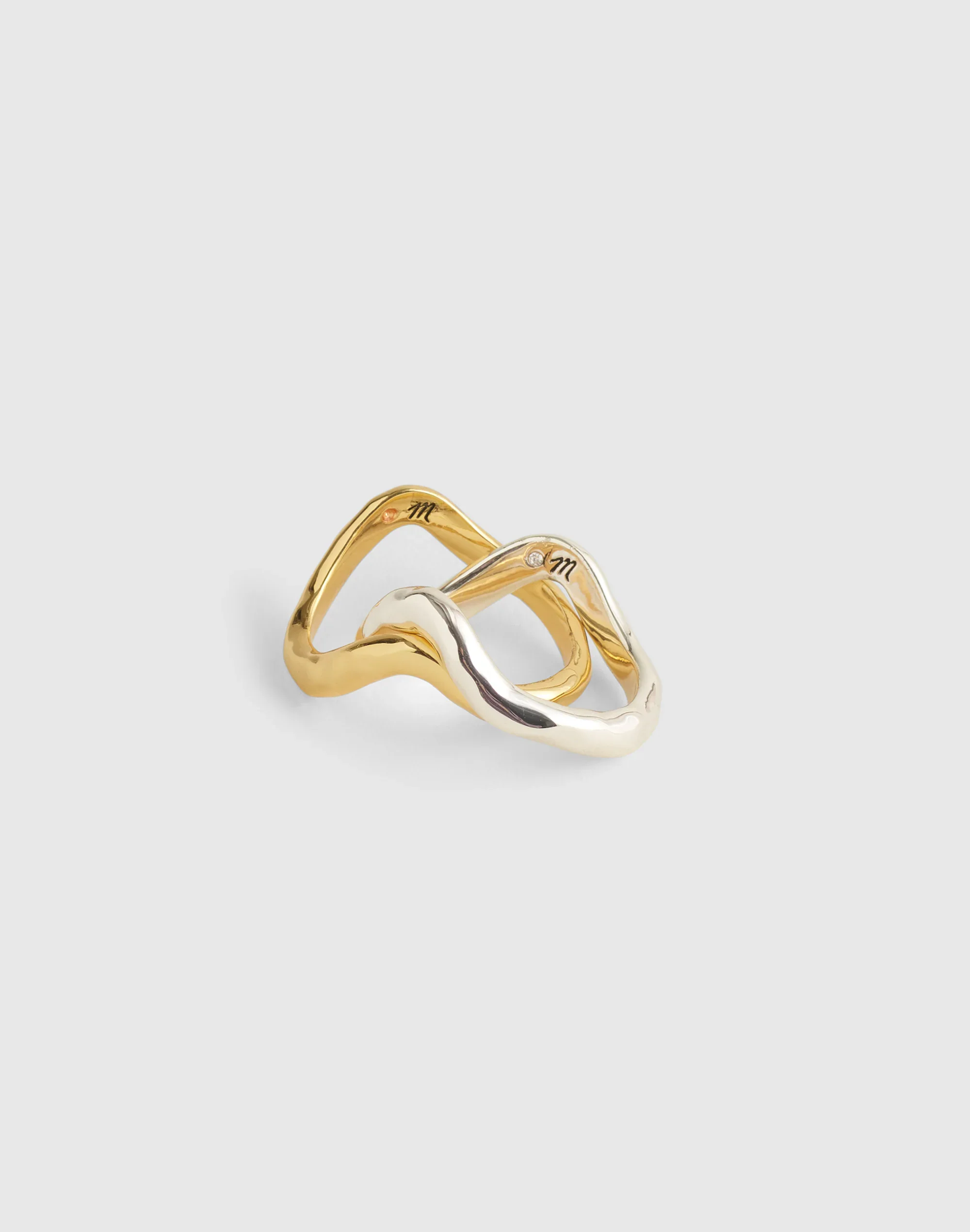 Hammered Sculptural Stacking Ring Set - 1