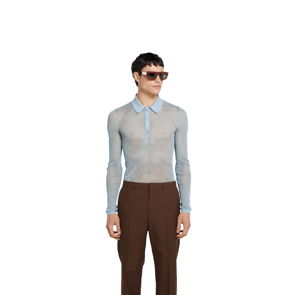 Embossed technical mesh polo top - 3