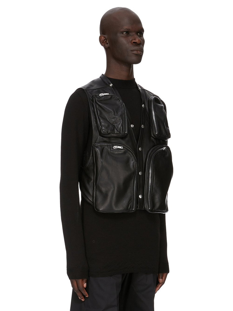 Black Concordians Cargo Leather Vest 2