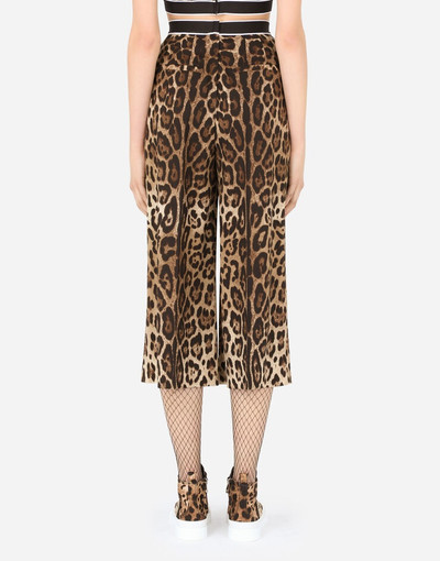 Dolce & Gabbana Leopard-print woolen culottes with branded elastic outlook