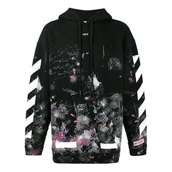 Men's Off-White Diagonal Stripes Printing Loose Cotton Black OMBB009F176190309901 - 1