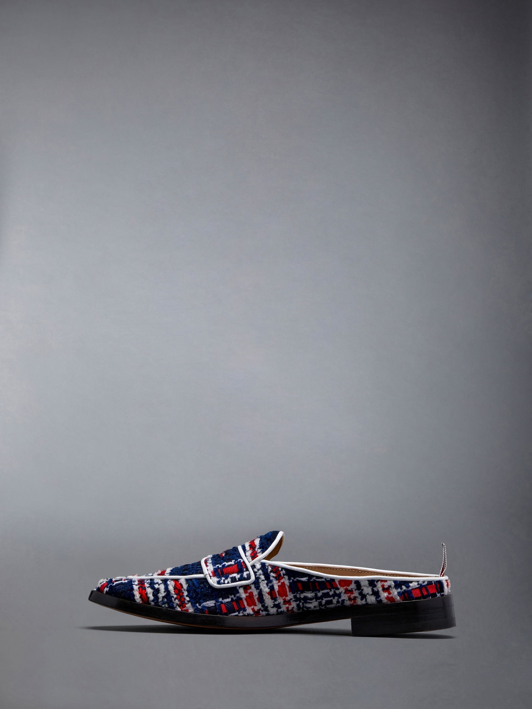Prince of Wales Check Chenille Tweed Varsity Penny Loafer Mule - 3