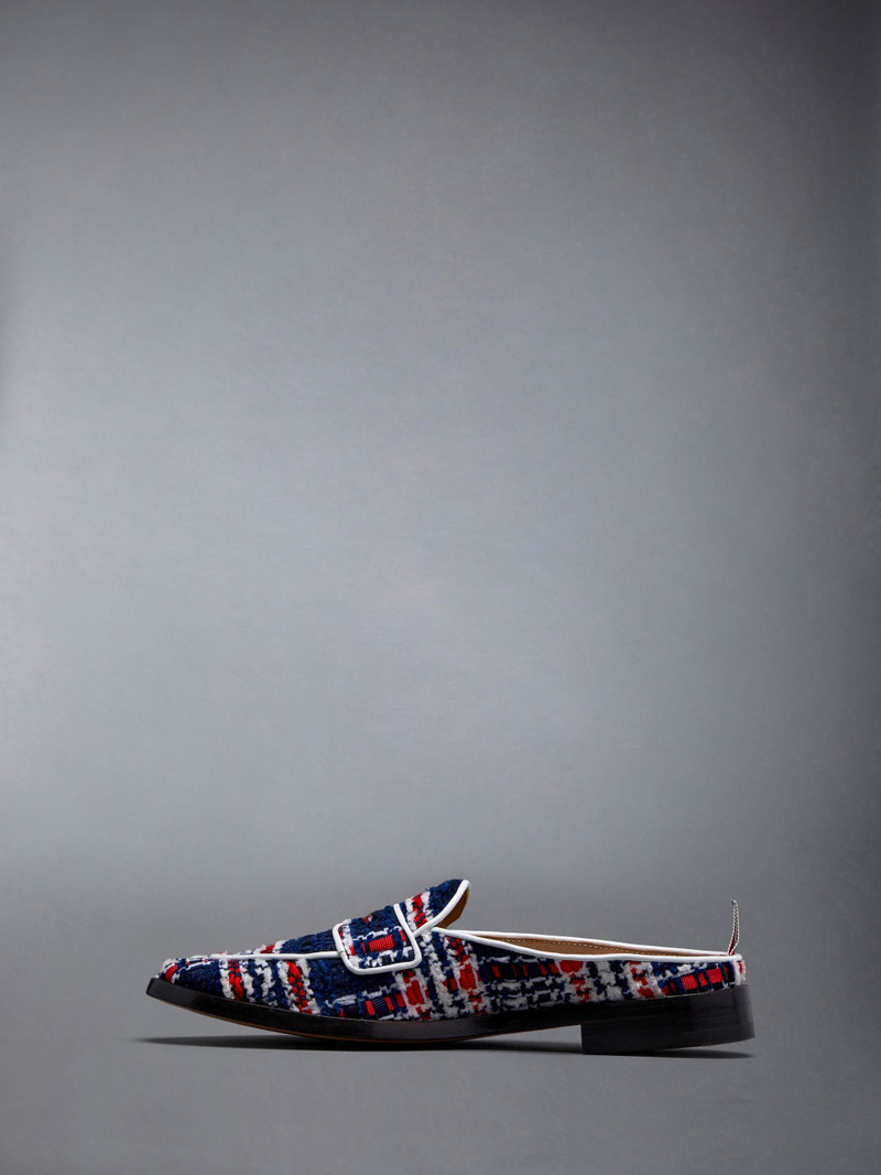 Prince of Wales Check Chenille Tweed Varsity Penny Loafer Mule 3