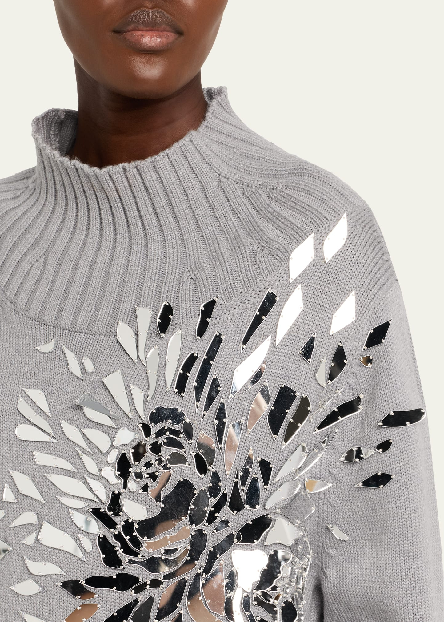 Shattered Glass Embroidered Mockneck Sweater - 5