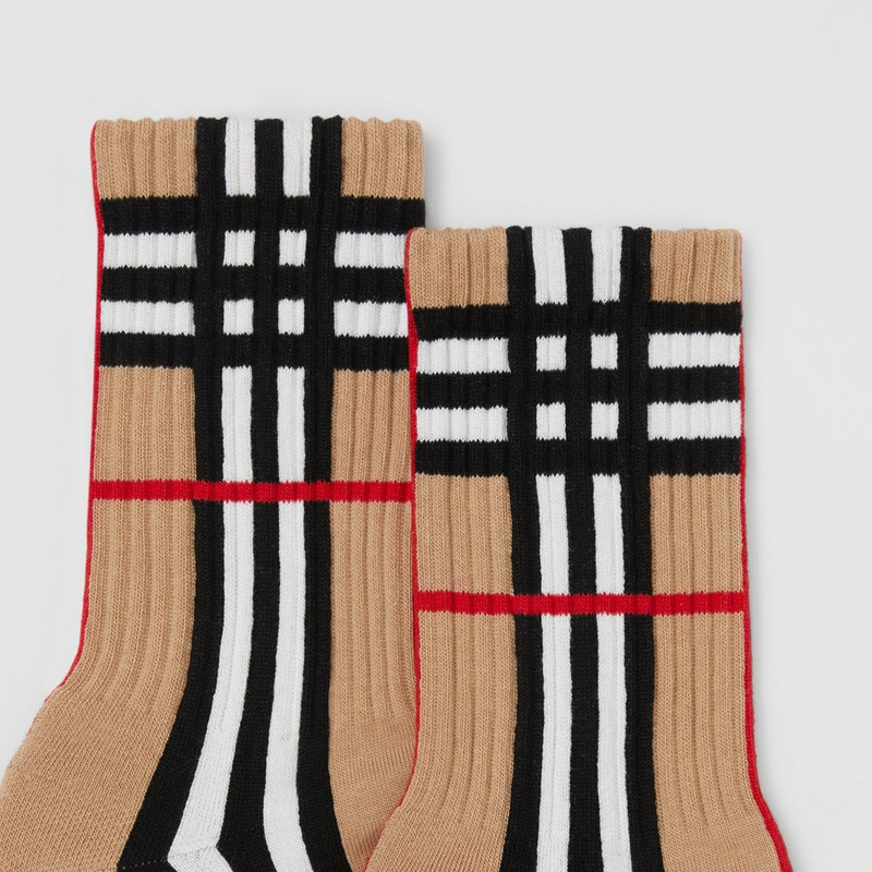 Burberry Check Intarsia Technical Stretch Cotton Socks outlook