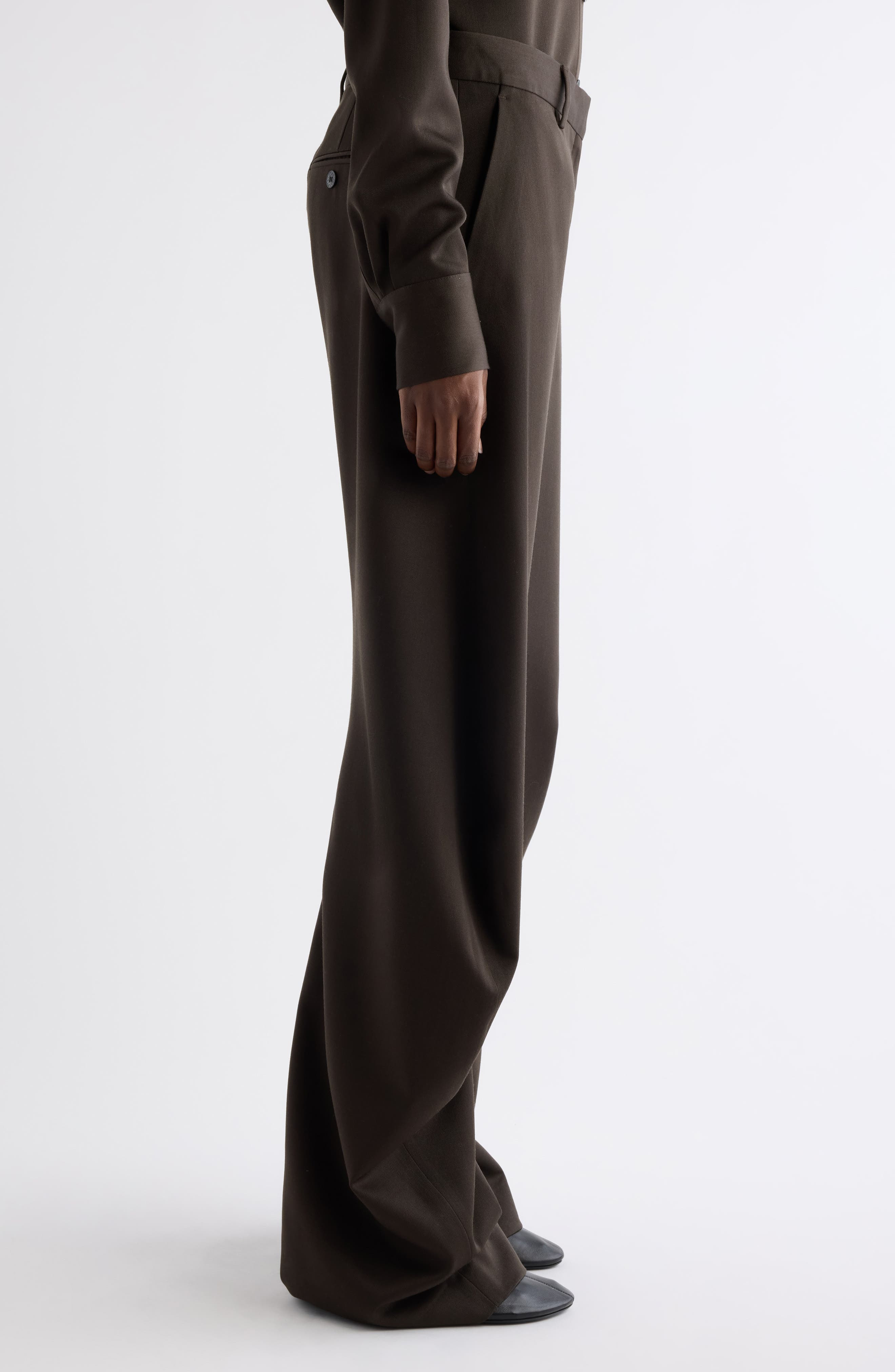 Acne Studios Patty Wool Gabardine Pants in Brown at Nordstrom - 4