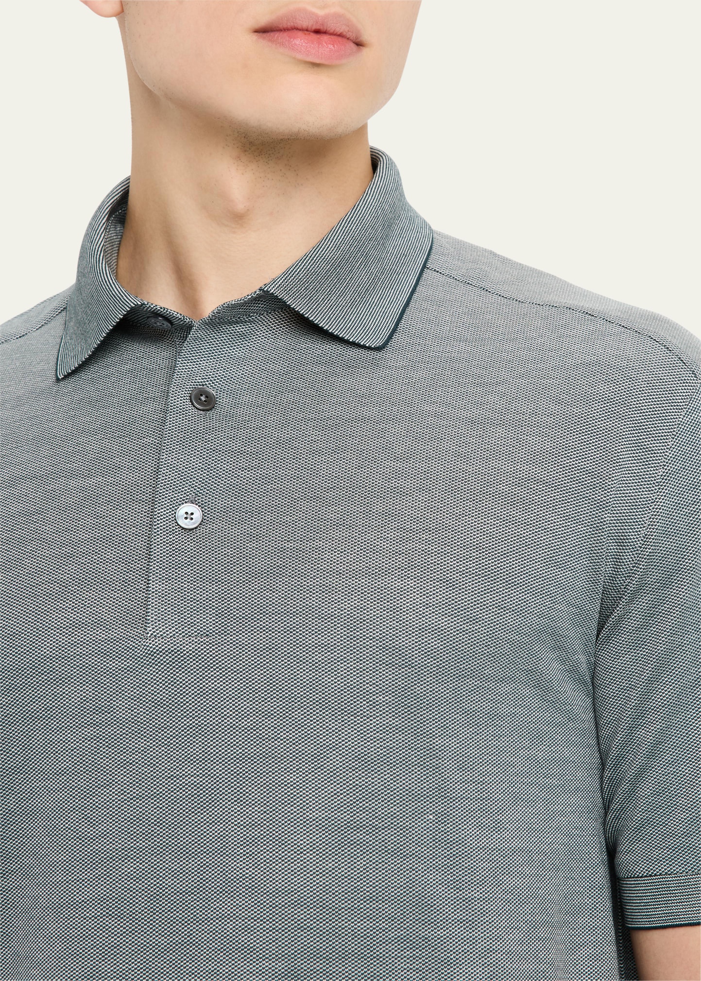Men's Cotton and Silk Polo Shirt - 5