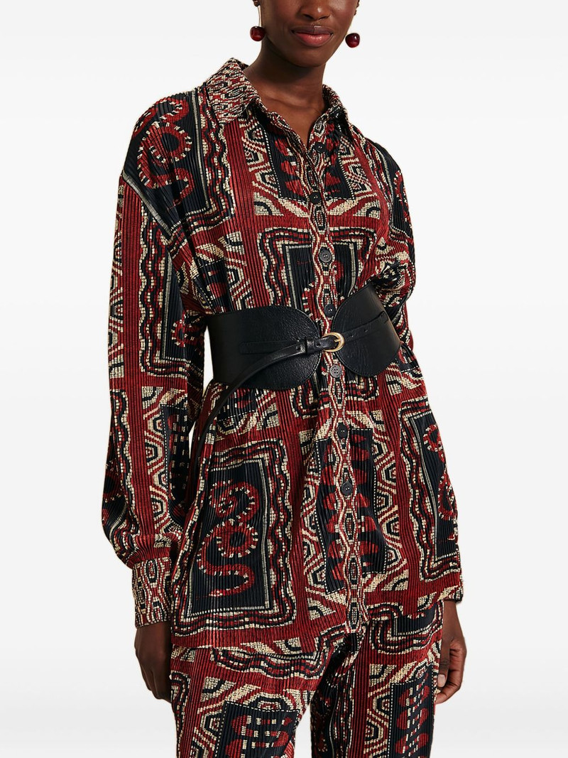 FARM RIO Snake Scarves-print pleated shirt outlook