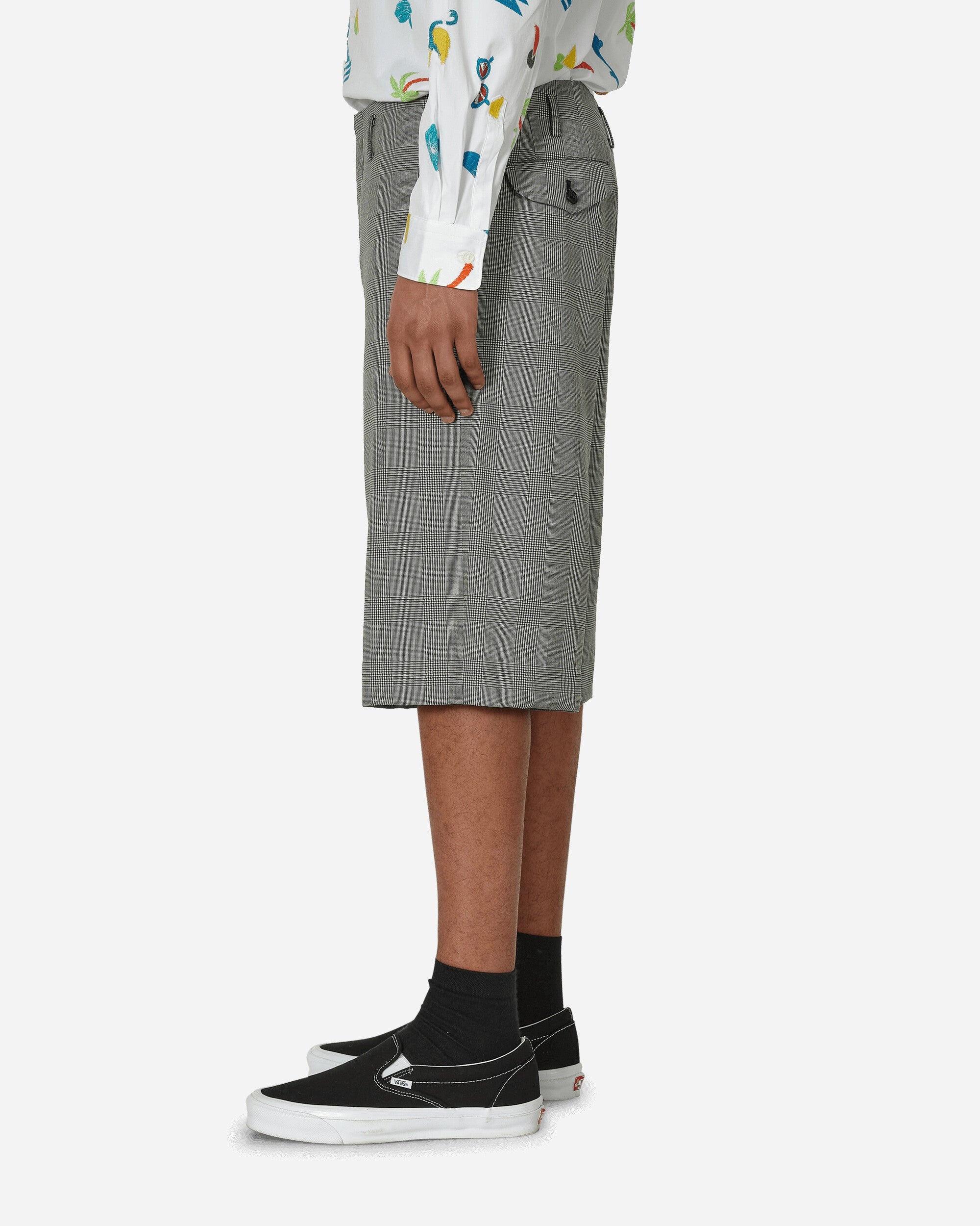 Checked Wool Shorts Black / Natural - 2